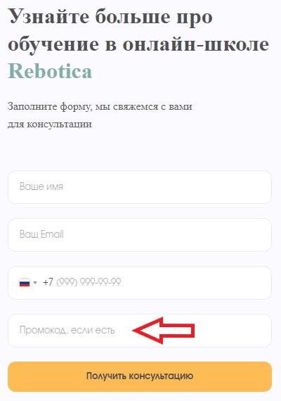 Как использовать промокод в Rebotica