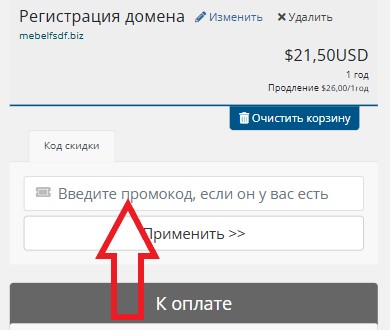 Как использовать промокод в ProHoster.info