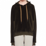 Бархатное худи цвета хаки с вышивкой Haider Ackermann